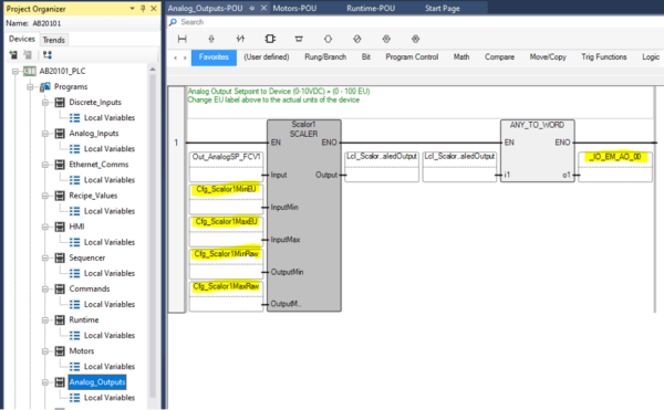 Analog Output Plc Logic Example Automation Ready Panels 